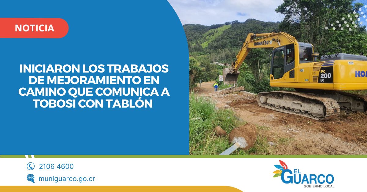 Iniciaron los trabajos de mejoramiento en camino que comunica a Tobosi con Tablón