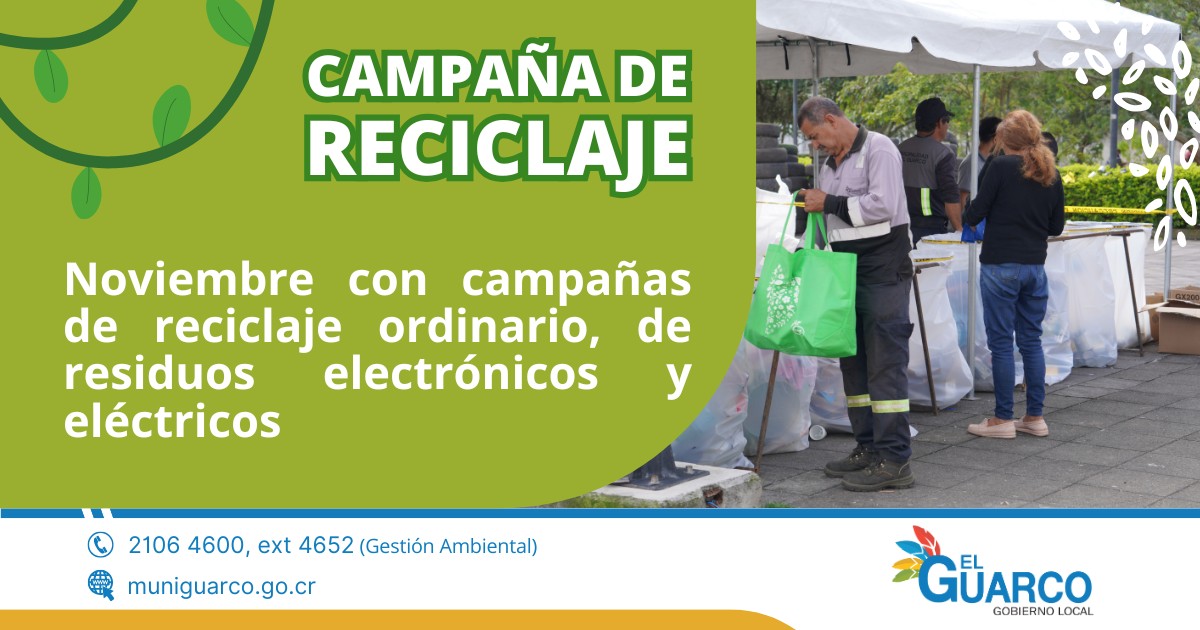 Calendario de reciclaje para el mes de noviembre 2024.