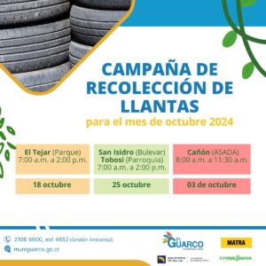 Calendario de las campañas de reciclaje para el mes de octubre.